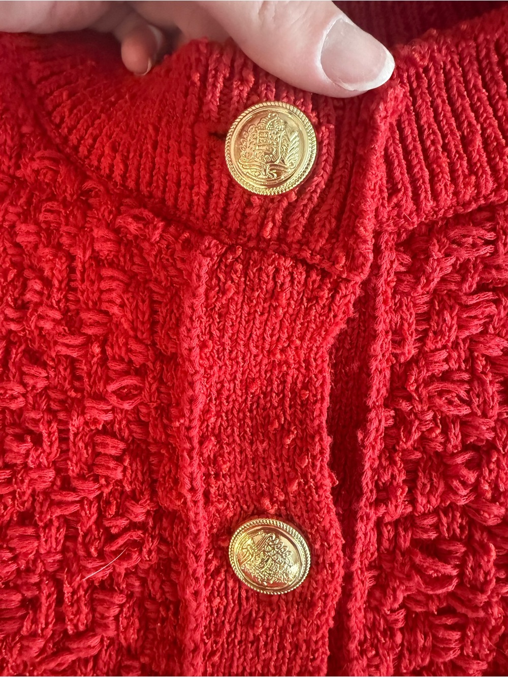 H&M Red Textured Button-Front Cardigan - Picture 4 of 4